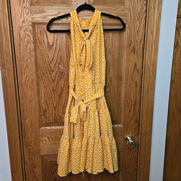 Yellow Polka Dot Halter Neck Ruffle Hem Summer Dress 💲BUNDLE AND SAVE BIG💲 - Picture 4 of 4